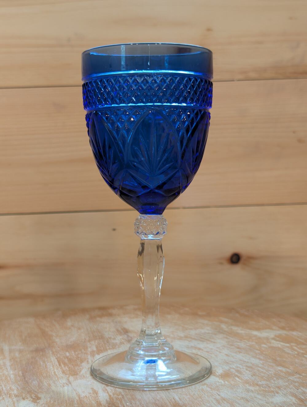 Vintage Cristal d'Arques-Durand "Antique Sapphire Blue" Water Goblet - Cobalt